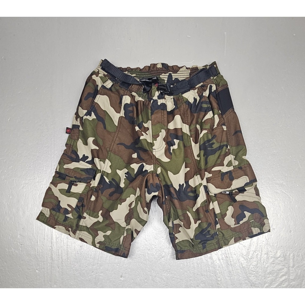 Hoss Technical Gear Cycling Shorts Mens Large Camo Cargo Padded Biking Belted